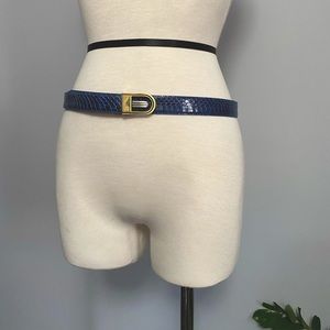 Vintage Blue and Gold Snakeskin Leather Belt